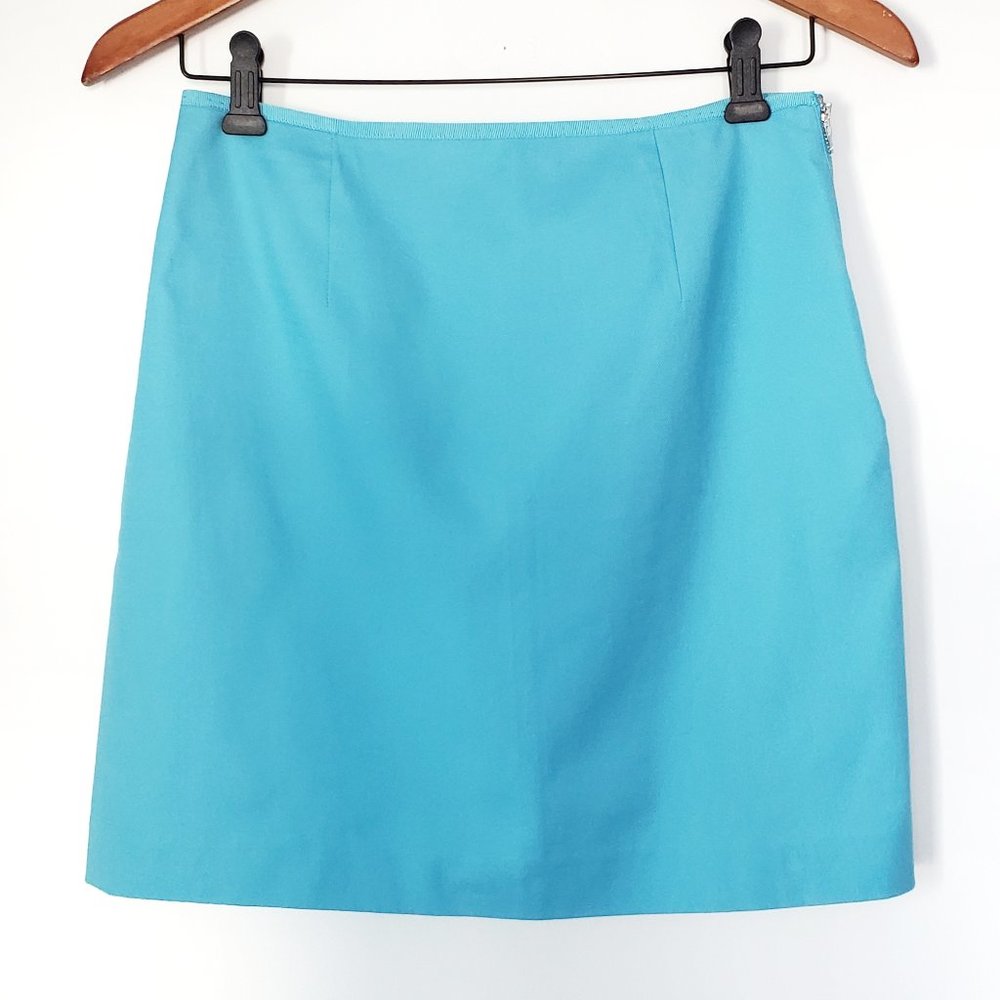 Elie Tahari Alexis Mini Skirt, Tropic Sea Blue, 2